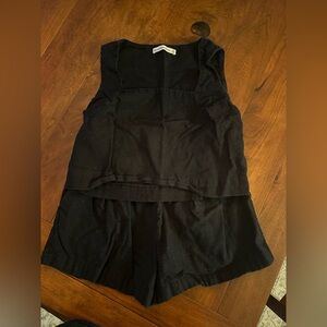 A&F Women's Black Linen Short Set XS